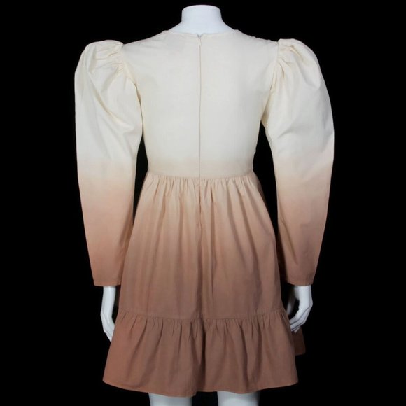 STELLA PARDO x Anthropologie Dye Dip Desert Brown Puff Sleeve Dress sz XS /569 - Picture 4 of 8